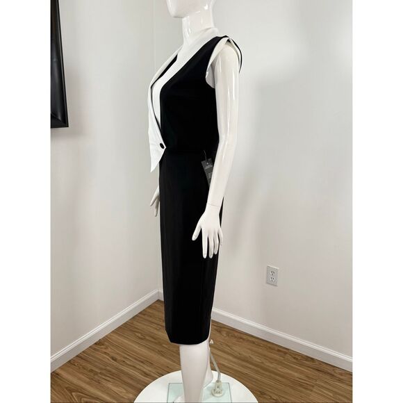 Chiara Boni La Petite Robe Womens Sorai Plunge Neck Cocktail Dress Black 8 - Picture 10 of 12